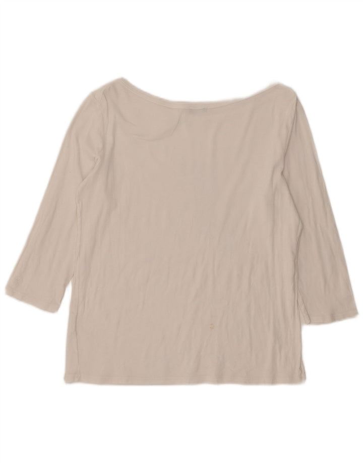 Benetton Γυναικείο τοπ 3/4 μανίκι UK 14 μεγάλο λευκό βαμβακερό