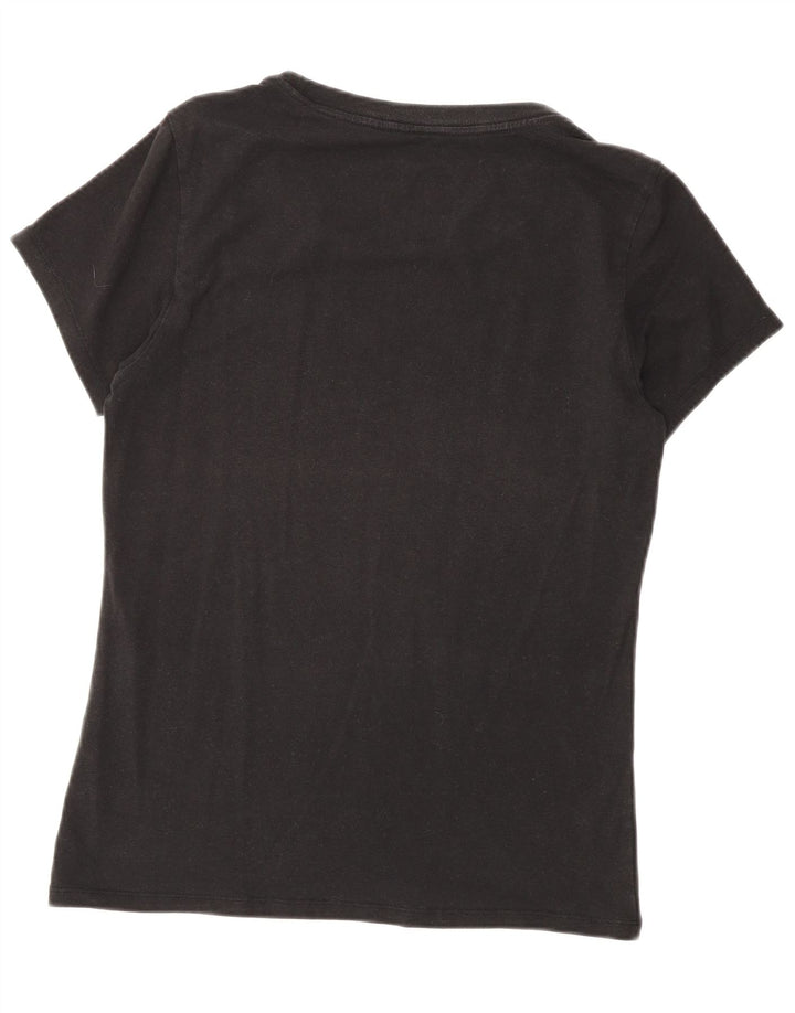 Γυναικείο T-Shirt Calvin Klein Top UK 12 μεσαίο μαύρο βαμβακερό