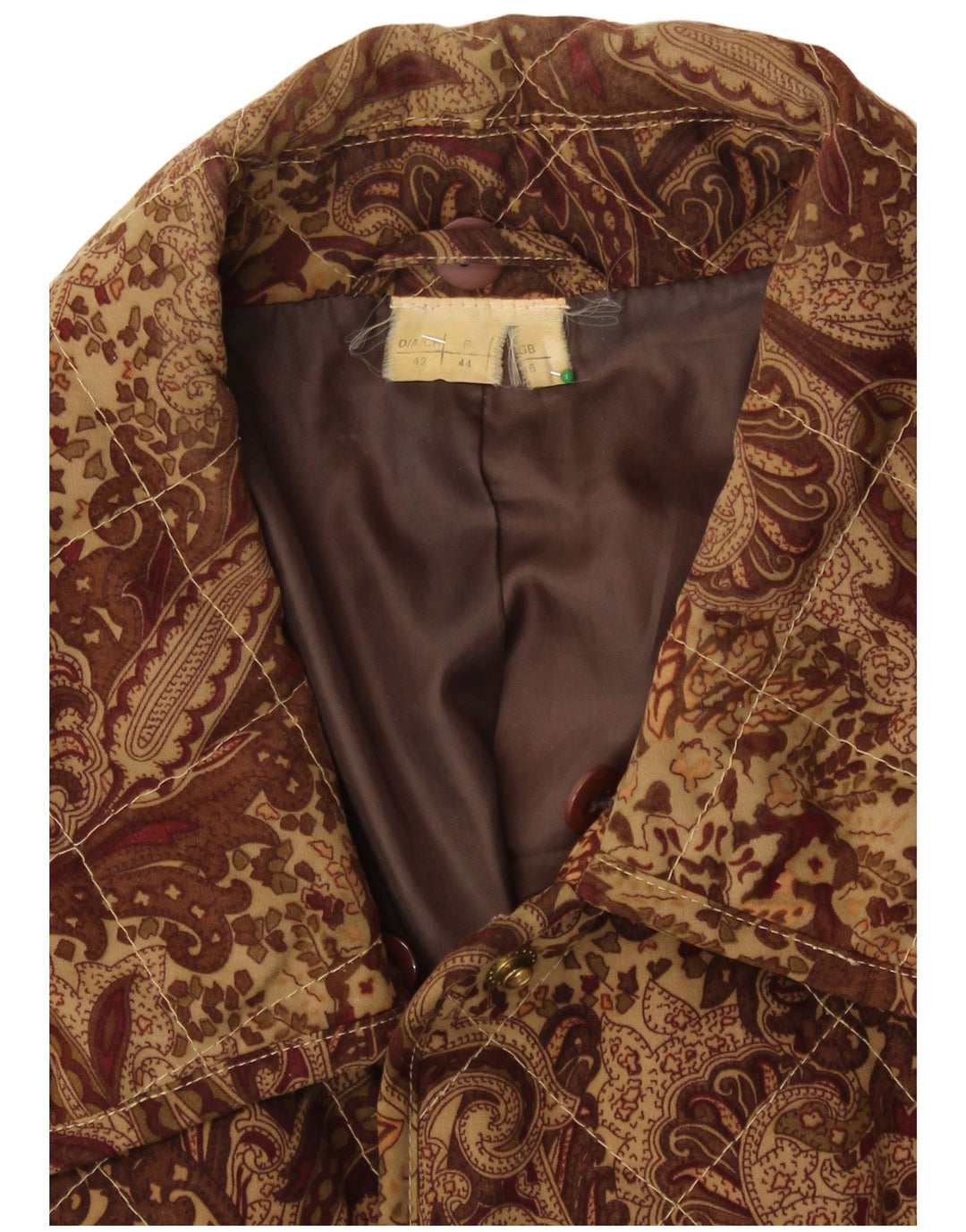Γυναικείο καπιτονέ μπουφάν VINTAGE UK 16 Large Brown Paisley Viscose