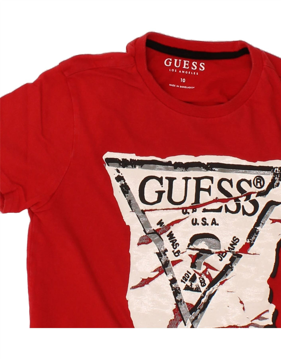GUESS Boys Graphic T-Shirt Top 9-10 Years Red Vintage Guess and Second-Hand Guess from Messina Hembry 