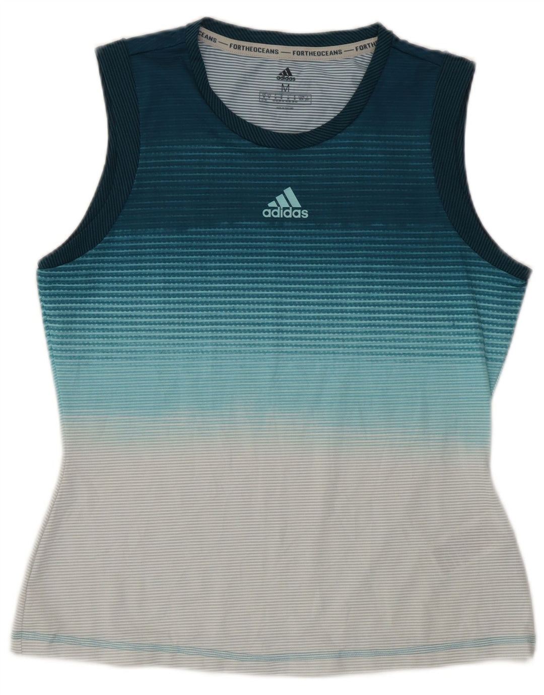 Adidas Γυναικείο Γιλέκο Τοπ UK 12/14 Μεσαίο Μπλε Ριγέ Πολυεστέρας