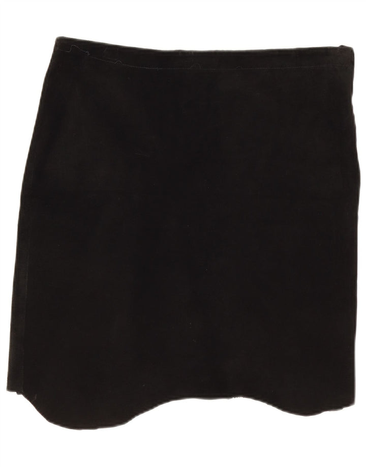 Vintage Γυναικεία Suede Ασύμμετρη Φούστα W32 Μεγάλη Μαύρη