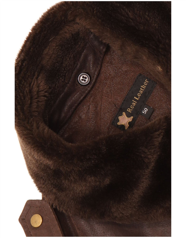 Vintage Ανδρικό Δερμάτινο Flight Aviator Jacket IT 50 Large Brown Leather