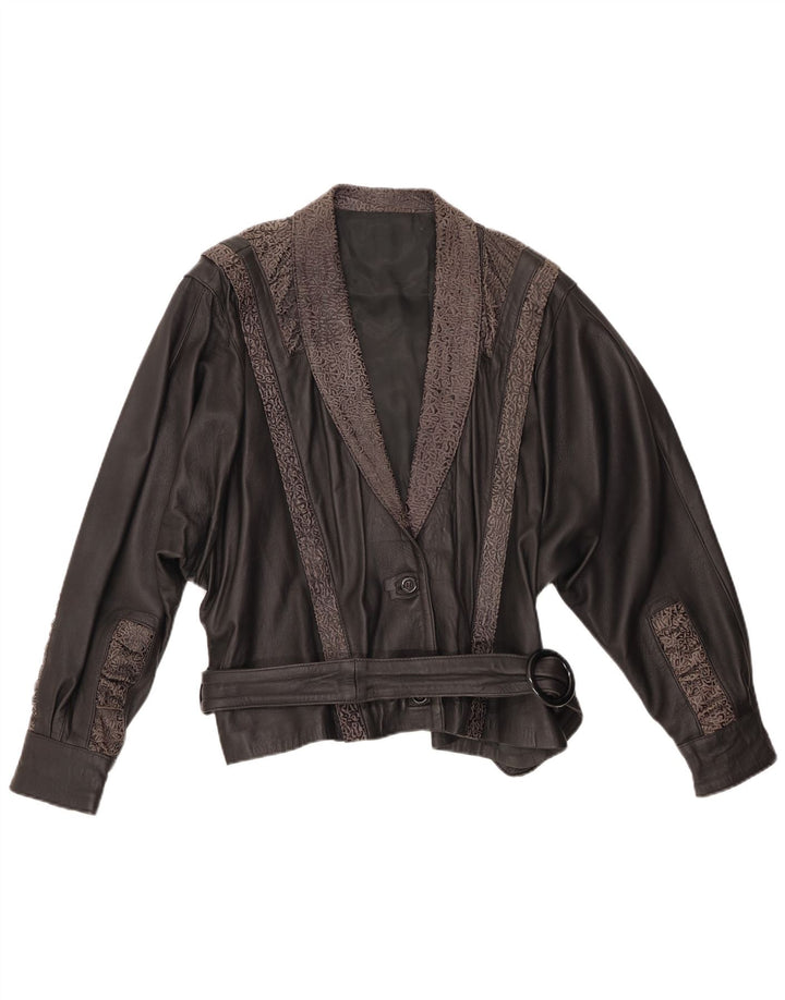 Γυναικείο Δερμάτινο Μπουφάν VINTAGE IT 48 XL Μαύρο γεωμετρικό δέρμα