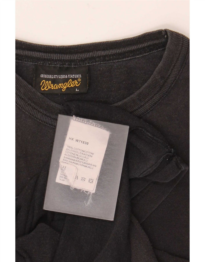 Ανδρικό γραφικό T-Shirt Wrangler Top μεγάλο μαύρο βαμβακερό