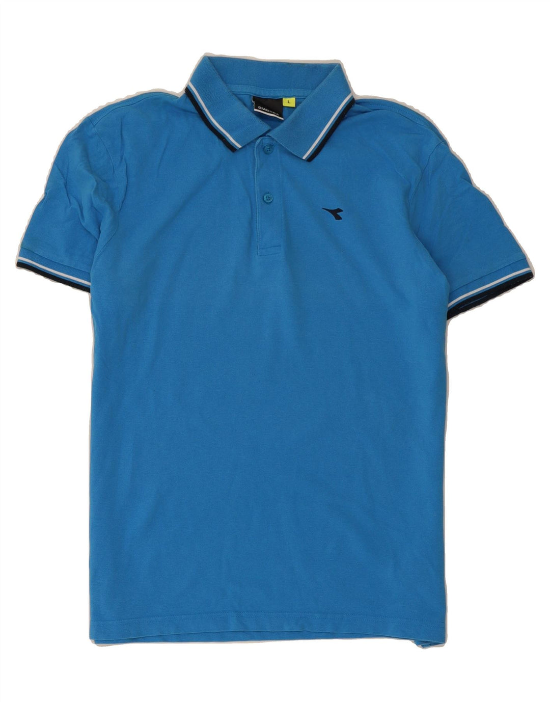 DIADORA Mens Polo Shirt Large Blue Cotton Vintage Diadora and Second-Hand Diadora from Messina Hembry 
