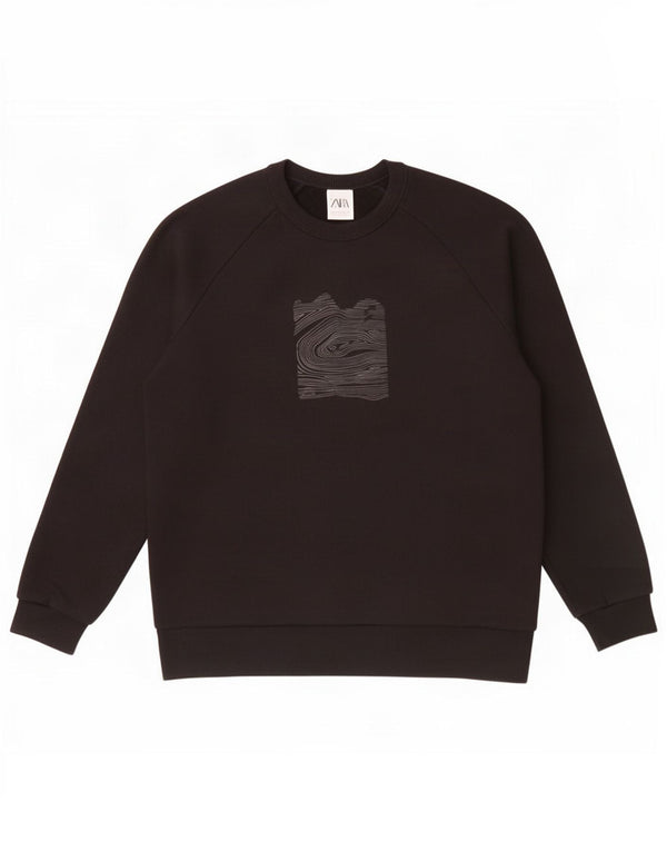 Ανδρικό γραφικό φούτερ Zara Jumper Μεσαίο μαύρο βαμβακερό