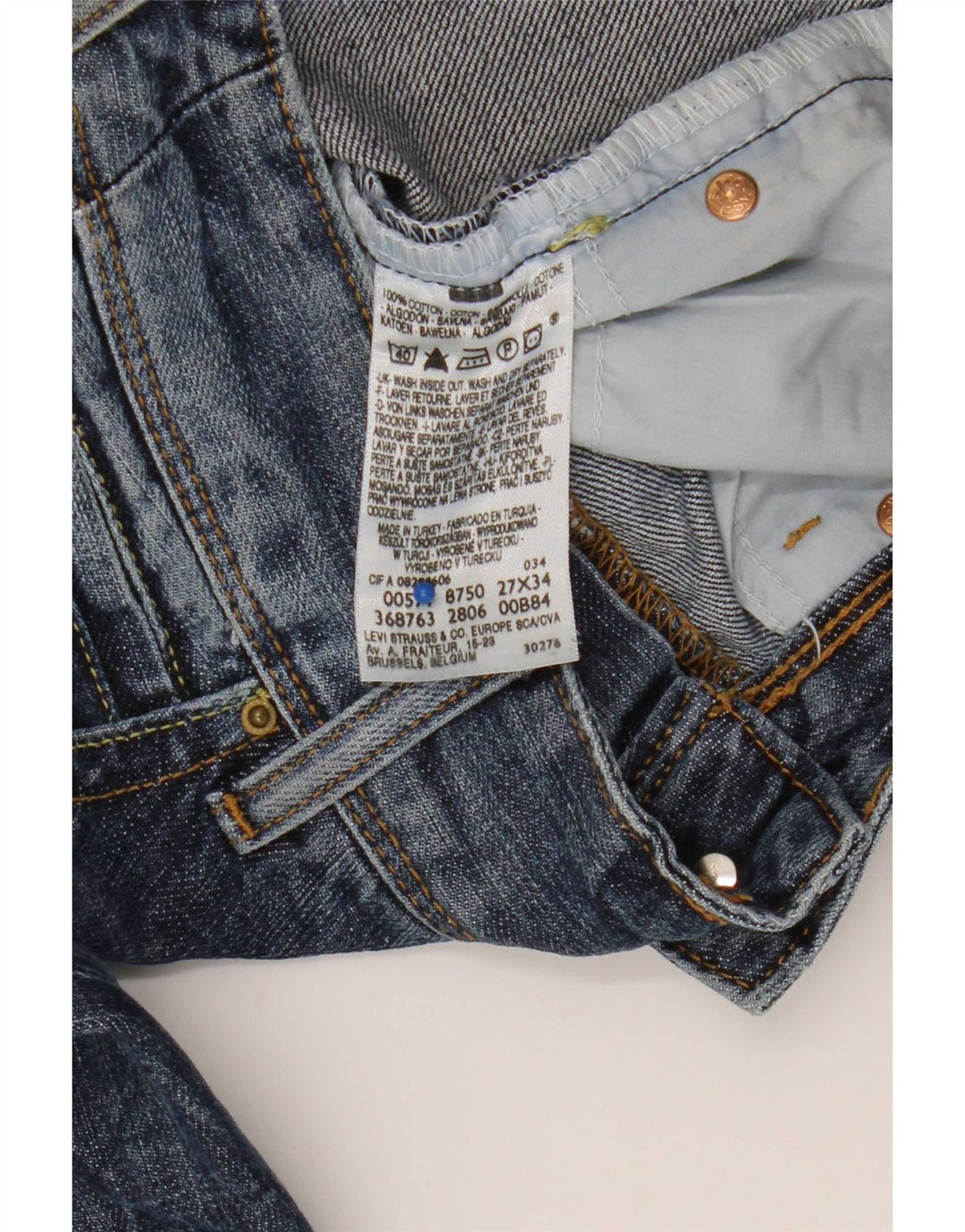 Levi's Womens 571 Slim Jeans W27 L34 Blue Cotton