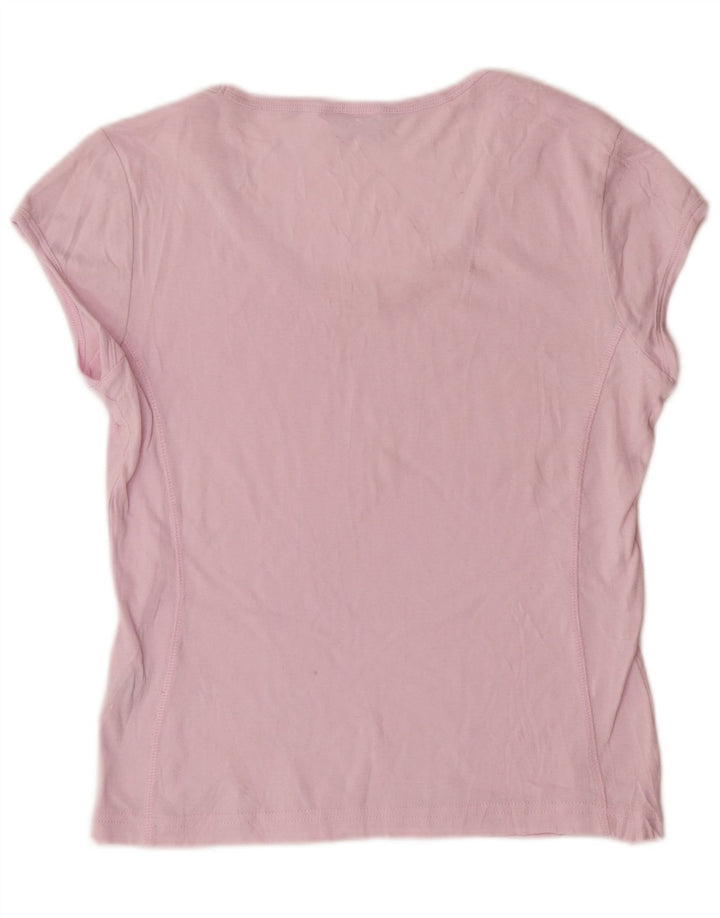 CHAMPION Γυναικείο T-Shirt Top UK 14 μεγάλο ροζ βαμβακερό