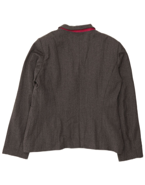Benetton Γυναικείο σακάκι 2 κουμπιών UK 16 Large Grey Wool