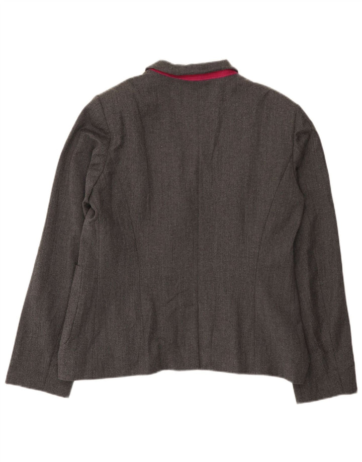 Benetton Γυναικείο σακάκι 2 κουμπιών UK 16 Large Grey Wool