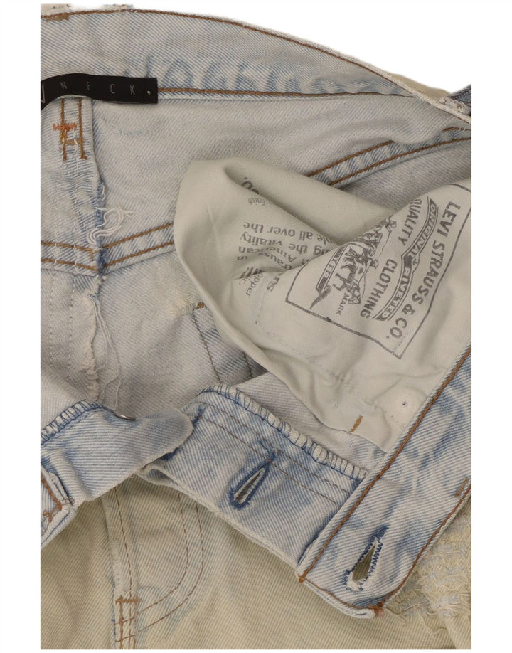 Μίνι τζιν γυναικεία ταλαιπωρημένη φούστα LEVI'S W28 Μεσαίο μπλε βαμβακερό