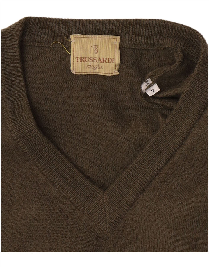 Ανδρικό πουλόβερ Trussardi με V λαιμόκοψη, Μεγάλο Πράσινο