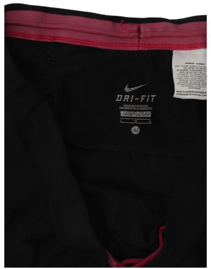 Γυναικεία NIKE Dri Fit Capri φόρμα παντελόνια UK 16 Large Black Colourblock
