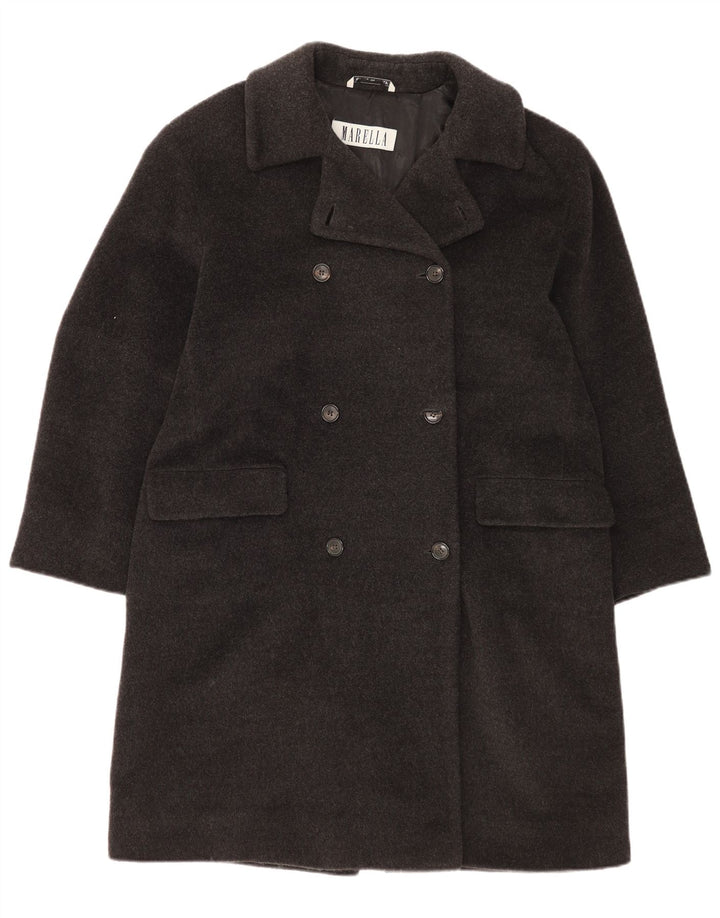 Γυναικείο παλτό Marella με διπλό στήθος UK 12 μεσαίου γκρι παρθένο μαλλί