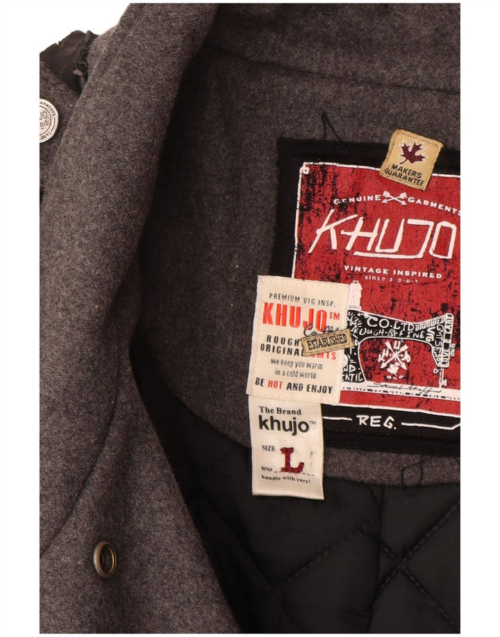 KHUJO Γυναικείο Στρατιωτικό Παλτό UK 16 Large Grey Wool
