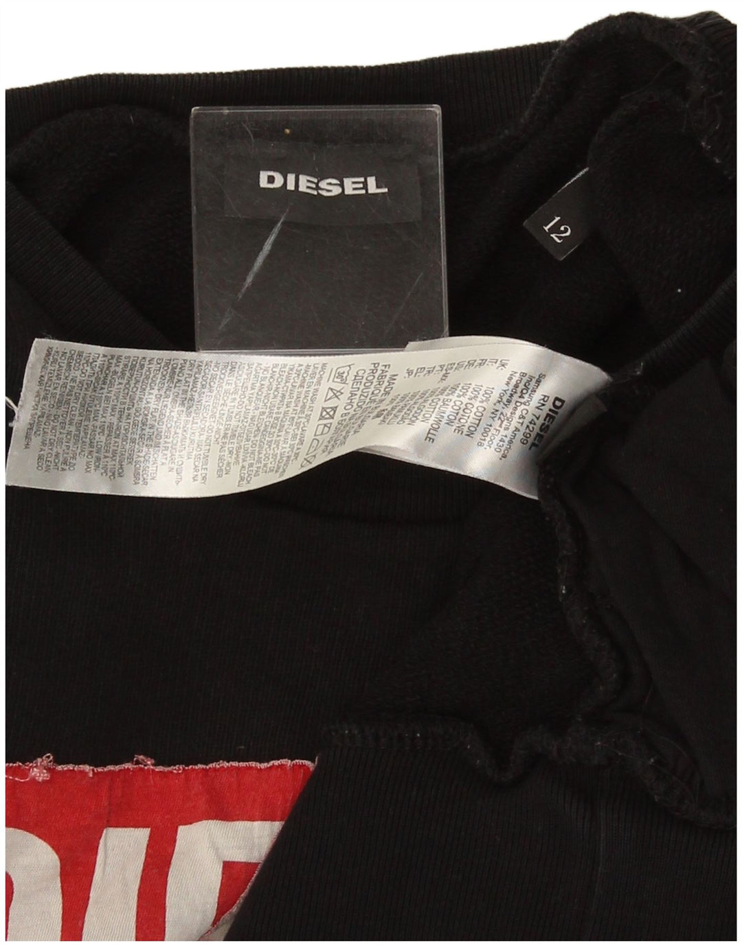 Diesel Γυναικείο Γραφικό Φούτερ Jumper UK 12 Μεσαίο μαύρο βαμβακερό