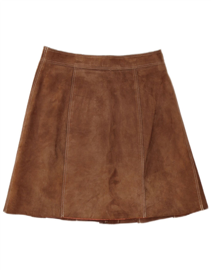 Vintage Γυναικεία Suede Φούστα EU 40 Medium W30 Καφέ Δερμάτινο