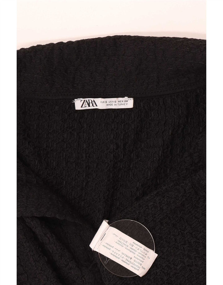 Zara Ανδρικό μακρυμάνικο μπλουζάκι πόλο, μικρό μαύρο πολυεστέρα