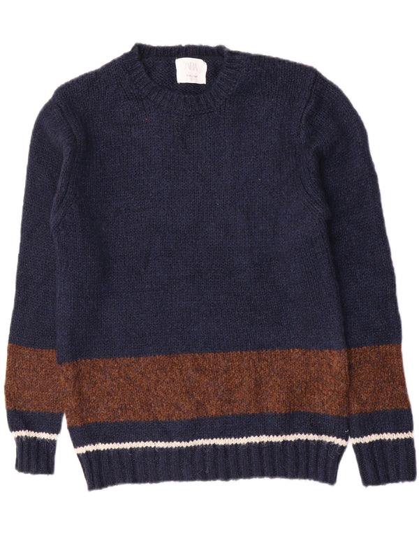 Πουλόβερ Zara Boys Crew Neck Jumper 13-14 Years Navy Blue Colorblock