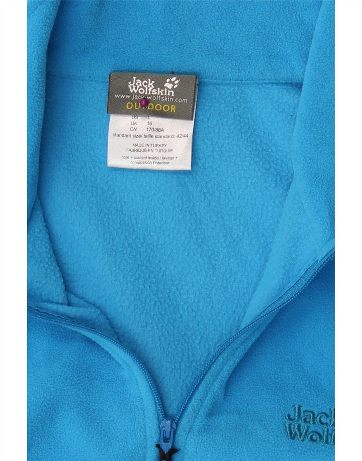 JACK WOLFSKIN Womens Zip Neck Fleece Jumper UK 16 Large  Blue Polyester Vintage Jack Wolfskin and Second-Hand Jack Wolfskin from Messina Hembry 