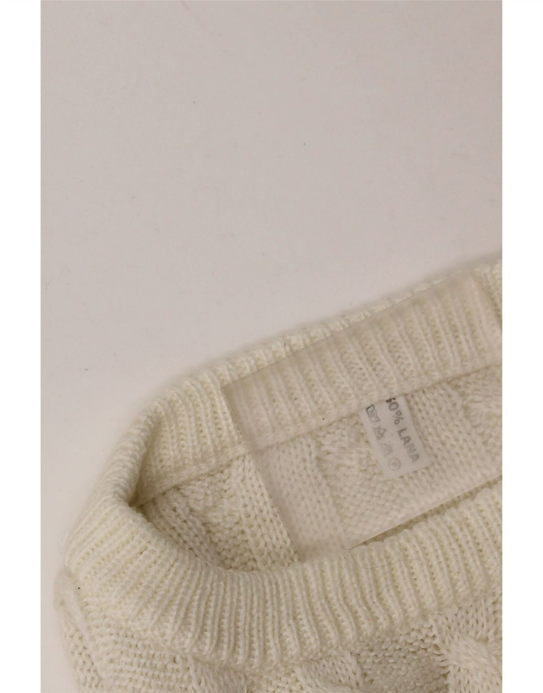 Γυναικείο πουλόβερ με λαιμόκοψη VINTAGE UK 14 Medium White Wool