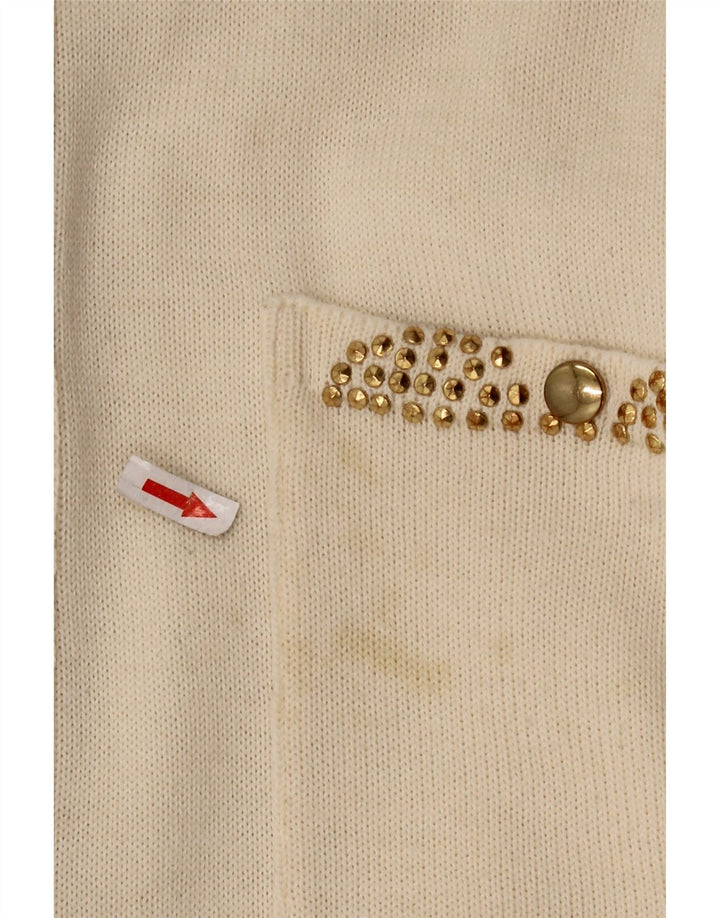 CIRO ESPOSITO Γυναικείο πλεκτό πουκάμισο μπλούζα UK 14 Large Off White Wool