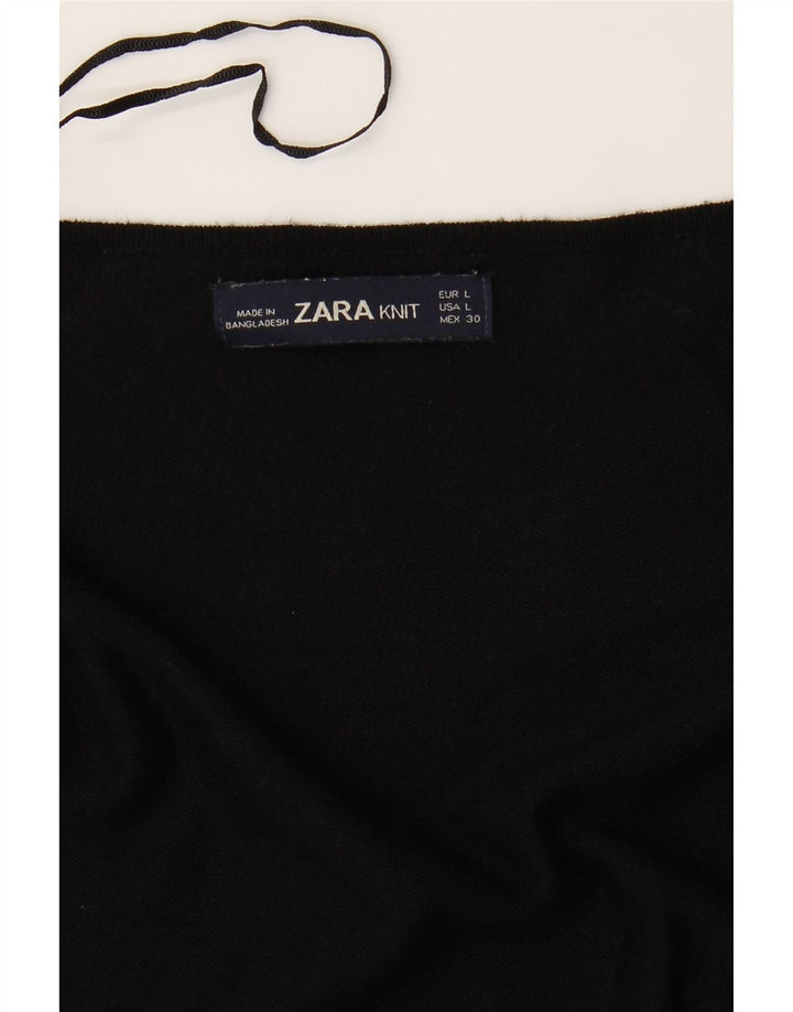 Zara Γυναικείο Ασύμμετρο Ανοιχτό Ζακέτα UK 16 Large Μαύρο