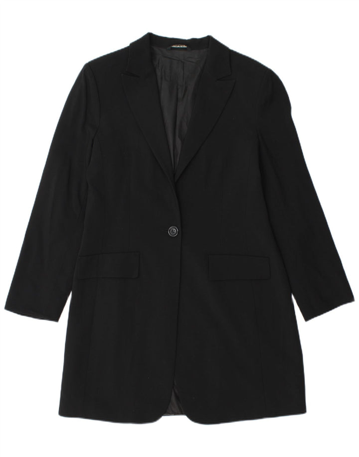 Vintage Γυναικείο Longline Μπουφάν 1 Κουμπί Blazer IT 46 Large Μαύρο