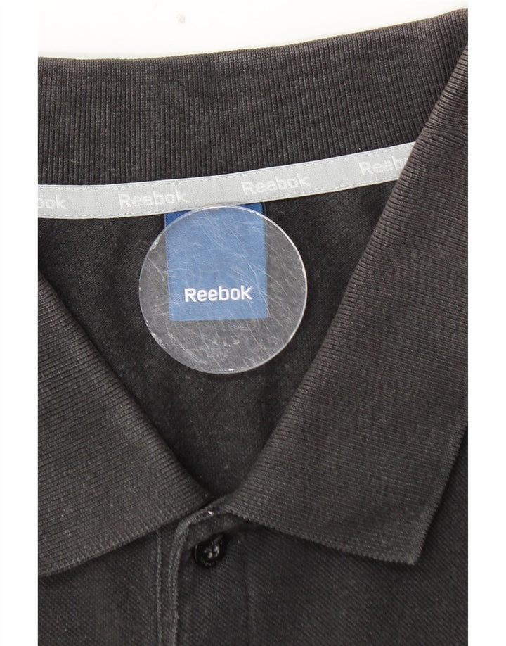 Ανδρικό πουκάμισο πόλο REEBOK μεγάλο μαύρο βαμβακερό