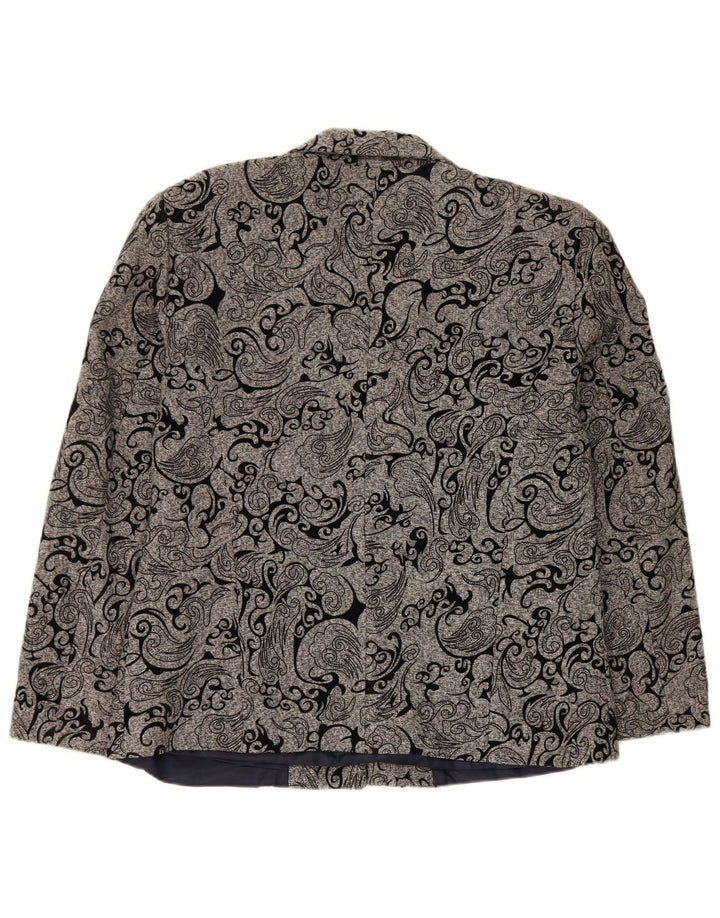 Vintage γυναικείο τζάκετ με 3 κουμπιά Blazer IT 48 XL Grey Paisley
