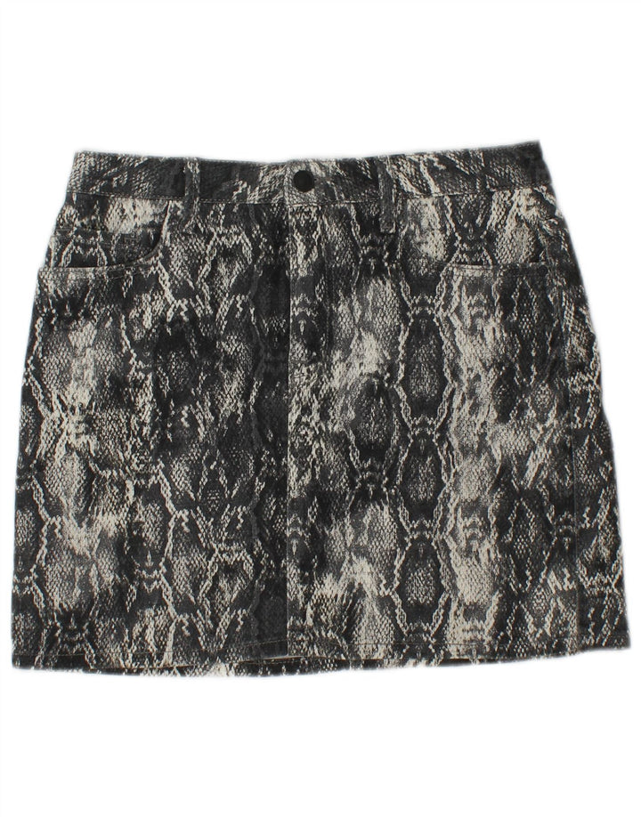 Γυναικεία Μίνι Φούστα ZARA Μεσαίο W30 Γκρι Animal Print Βαμβακερό