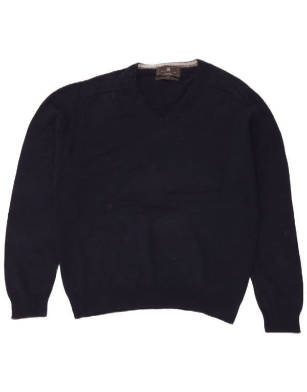 Marks & Spencer Mens Regular Fit V-Neck Jumper Sweater Large Navy Blue