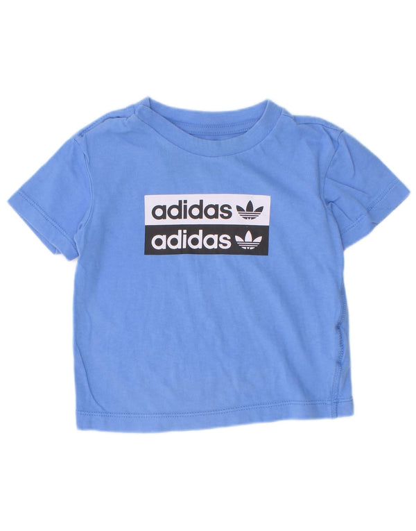 Γραφικό μπλουζάκι Adidas Baby Boys Top 9-12 μηνών μπλε βαμβακερό
