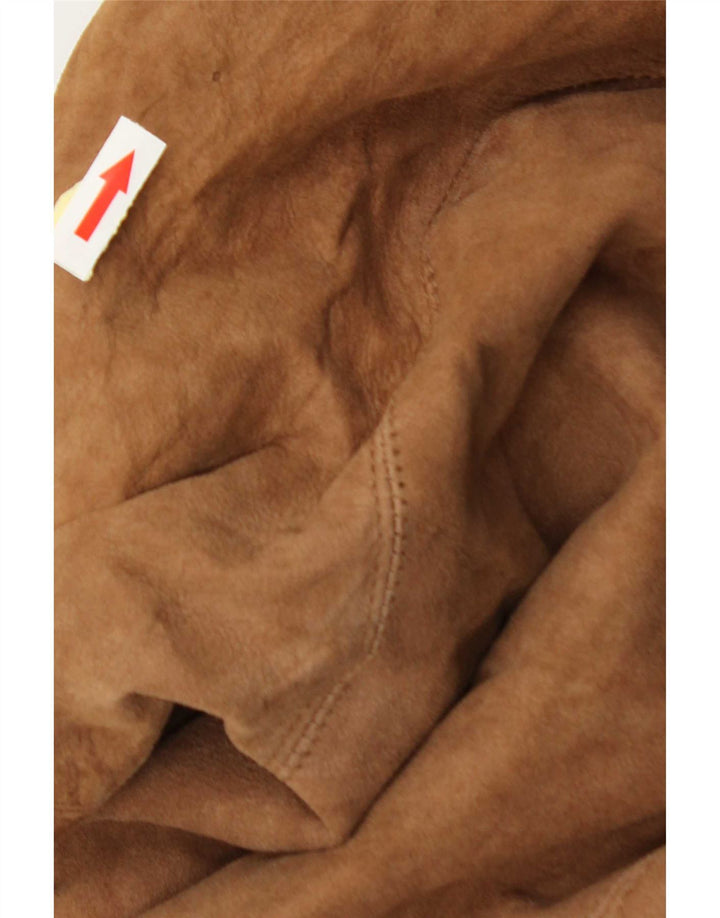 Vintage Ανδρικό Shearling Jacket UK 38 Medium Brown Δερμάτινο