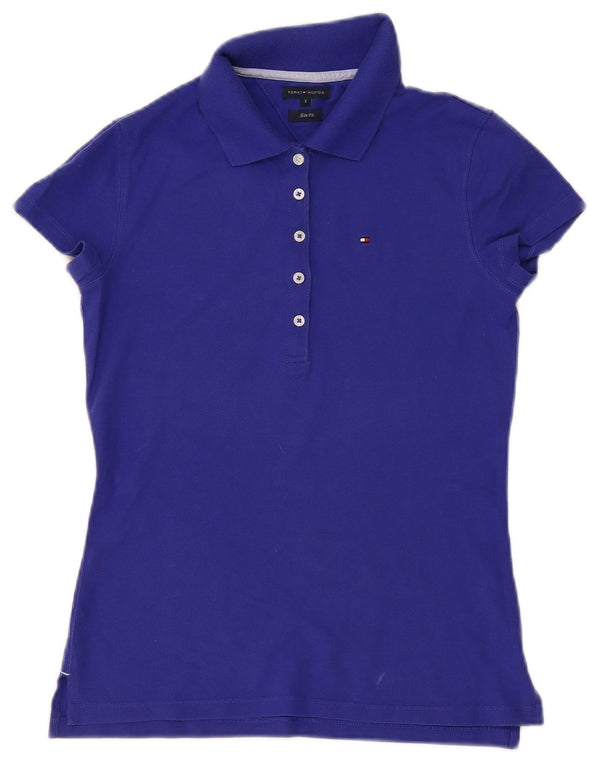 Tommy Hilfiger Γυναικείο Slim Fit Polo Shirt UK 10 Small Blue Cotton