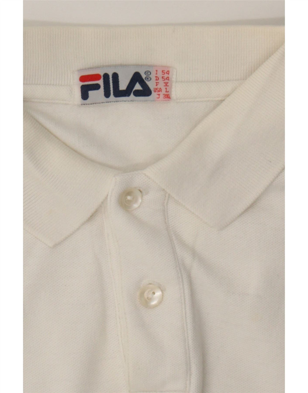 FILA Mens Long Sleeve Polo Shirt IT 54 XL White Vintage Fila and Second-Hand Fila from Messina Hembry 