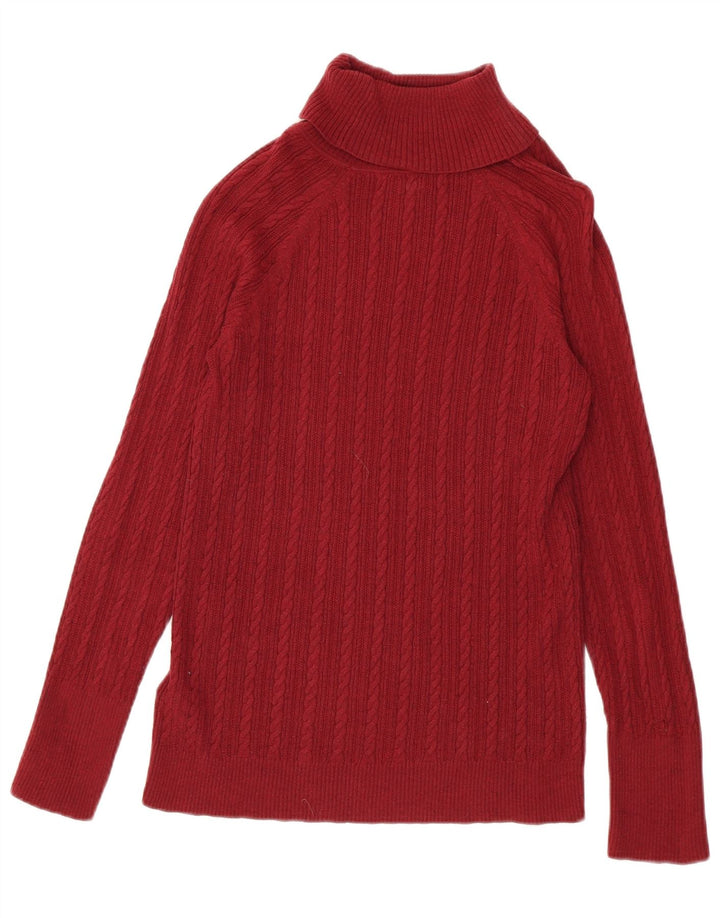 Eddie Bauer Γυναικείο πουλόβερ με ρολό λαιμόκοψη UK 12 μεσαίο κόκκινο βαμβακερό
