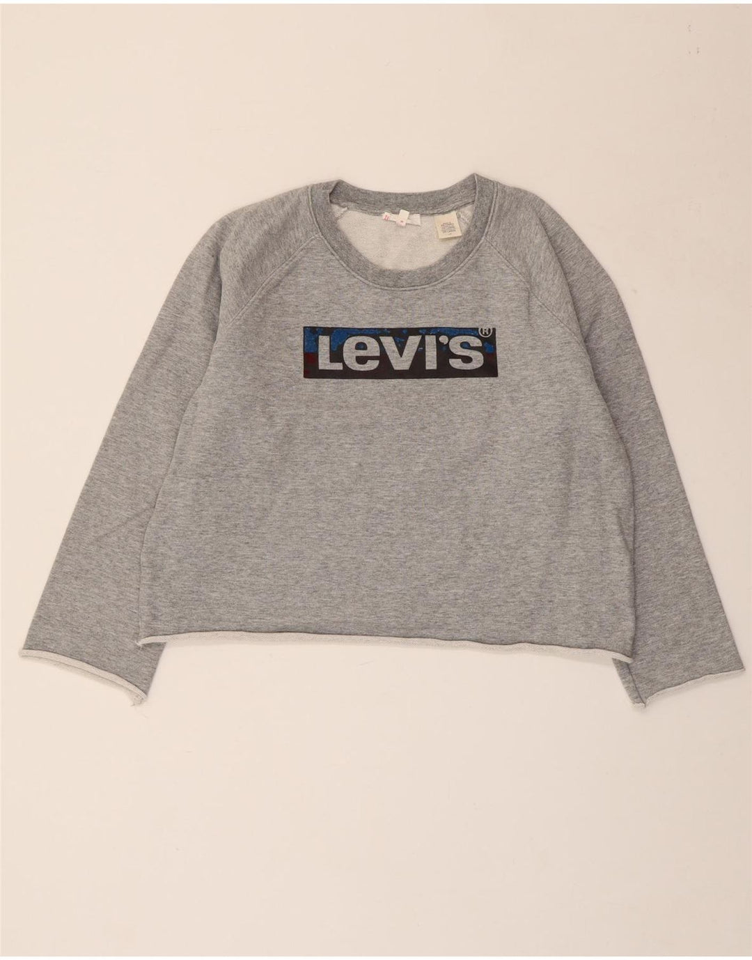 Γυναικείο γραφικό φούτερ LEVI'S Crop Jumper UK 16 Large Grey Flecked