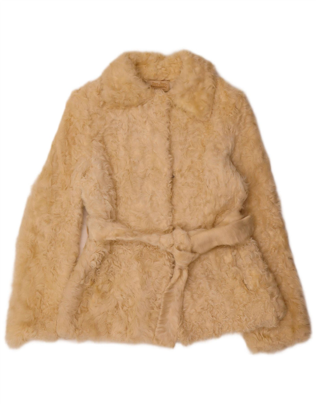 Vintage Γυναικείο Μπουφάν με Faux Fur UK 12 Medium Beige