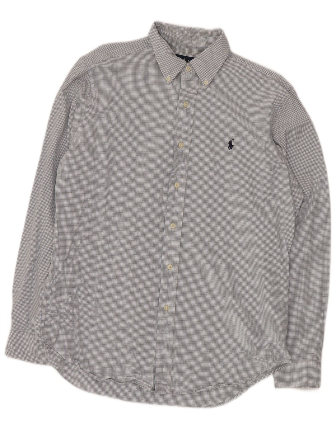 RALPH LAUREN Ανδρικό πουκάμισο 15 1/2 Μεσαίο μπλε βαμβακερό Gingham