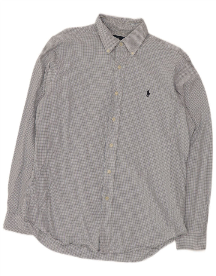 RALPH LAUREN Ανδρικό πουκάμισο 15 1/2 Μεσαίο μπλε βαμβακερό Gingham