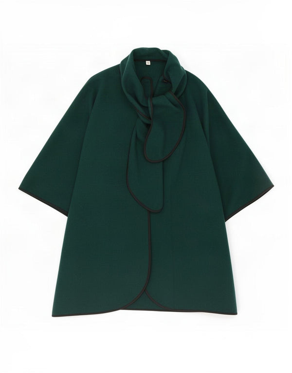 Vintage Γυναικεία Μπροστινή Γραβάτα Capelet Παλτό UK 14 Medium Green
