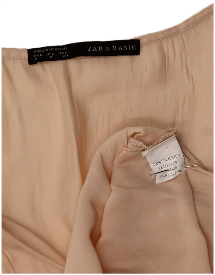 Zara Γυναικεία Αμάνικη Μπλούζα Τοπ UK 14 Medium Beige Polyester