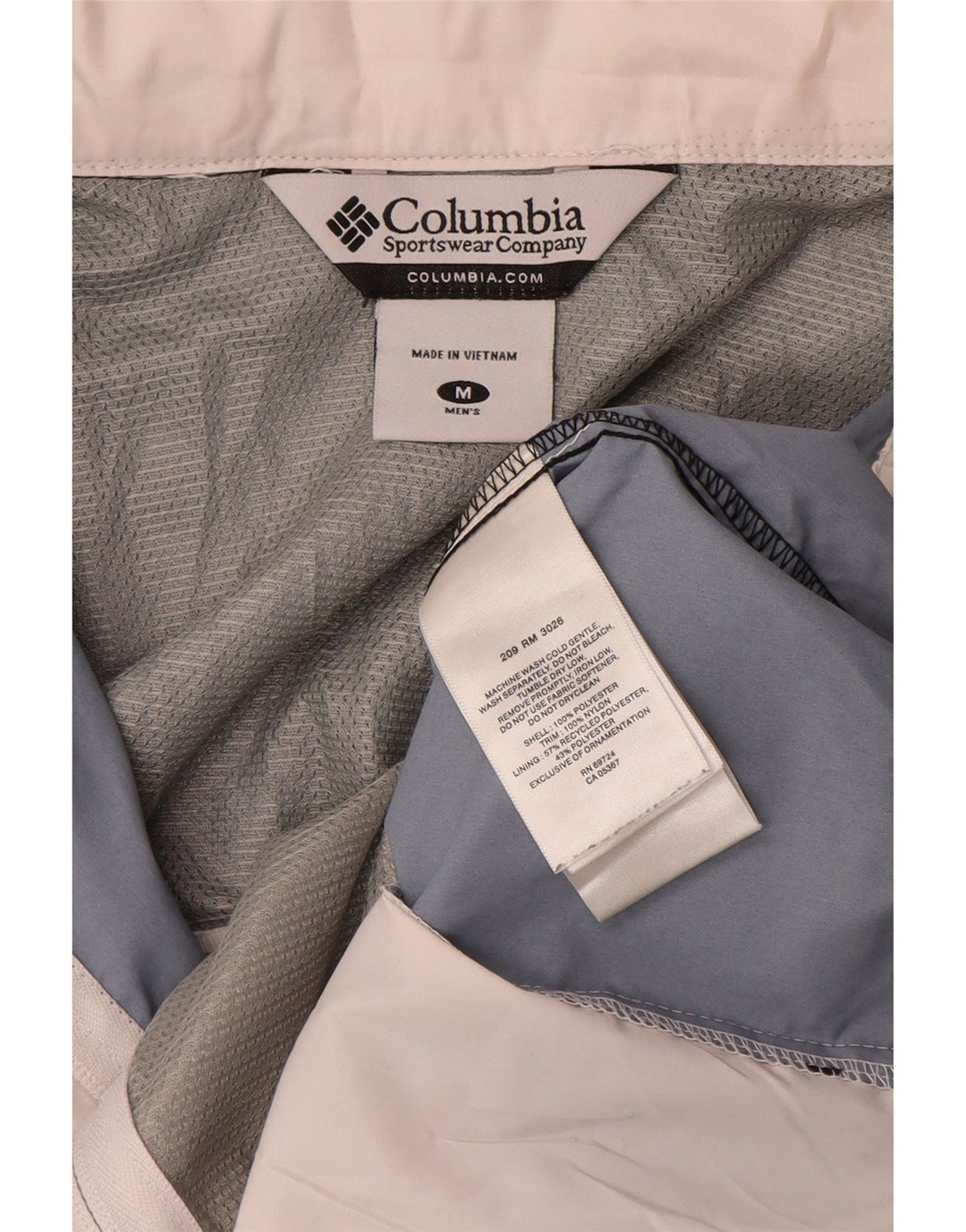 Columbia Ανδρικό μπουφάν βροχής με κουκούλα UK 38 Medium White Colourblock Polyester