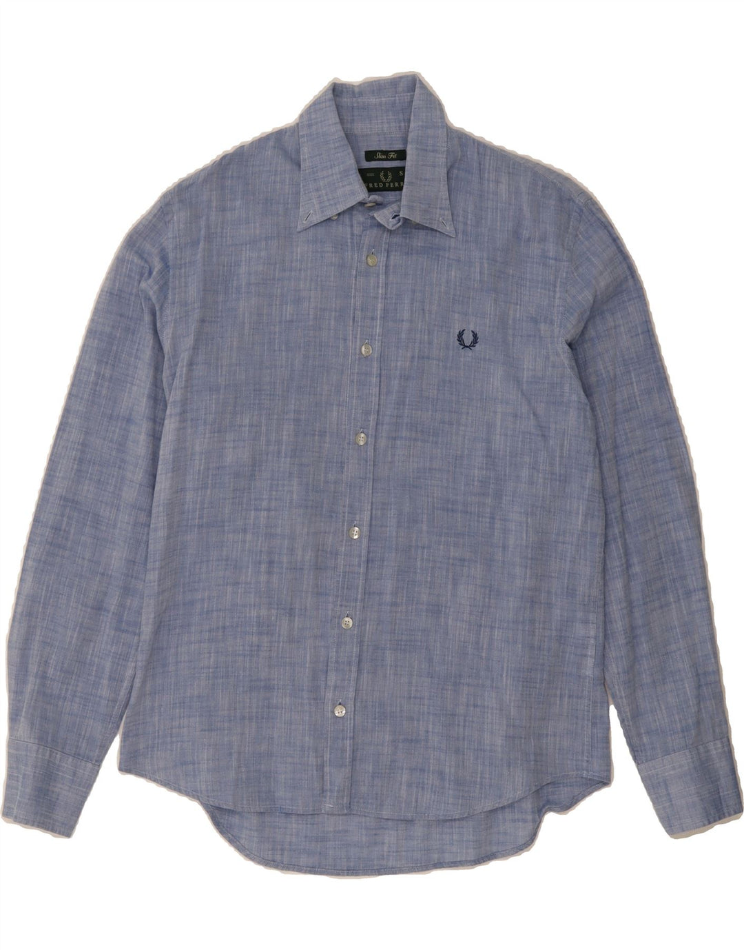 FRED PERRY Mens Slim Fit Shirt Small Blue Flecked Cotton Vintage Fred Perry and Second-Hand Fred Perry from Messina Hembry 