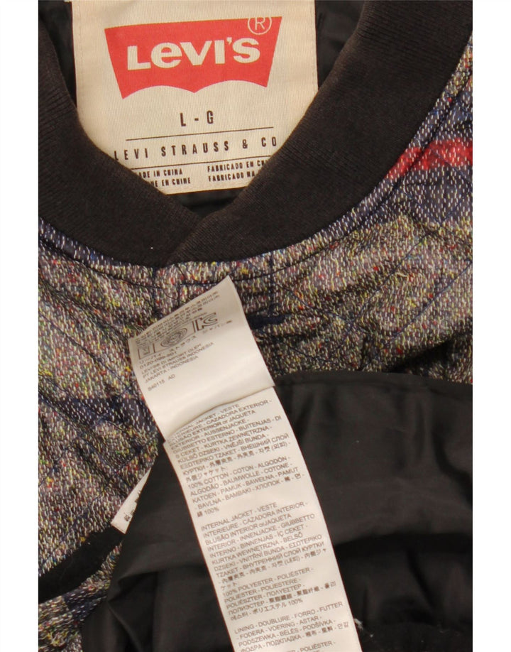 Ανδρικό καπιτονέ μπουφάν Levi's UK 40 μεγάλο γκρι ριγέ βαμβακερό
