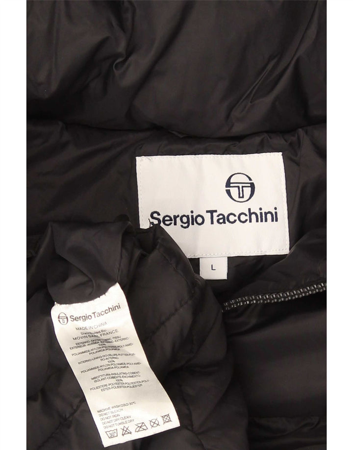 Sergio Tacchini Ανδρικό μπουφάν με κουκούλα UK 40 μεγάλο μαύρο νάιλον