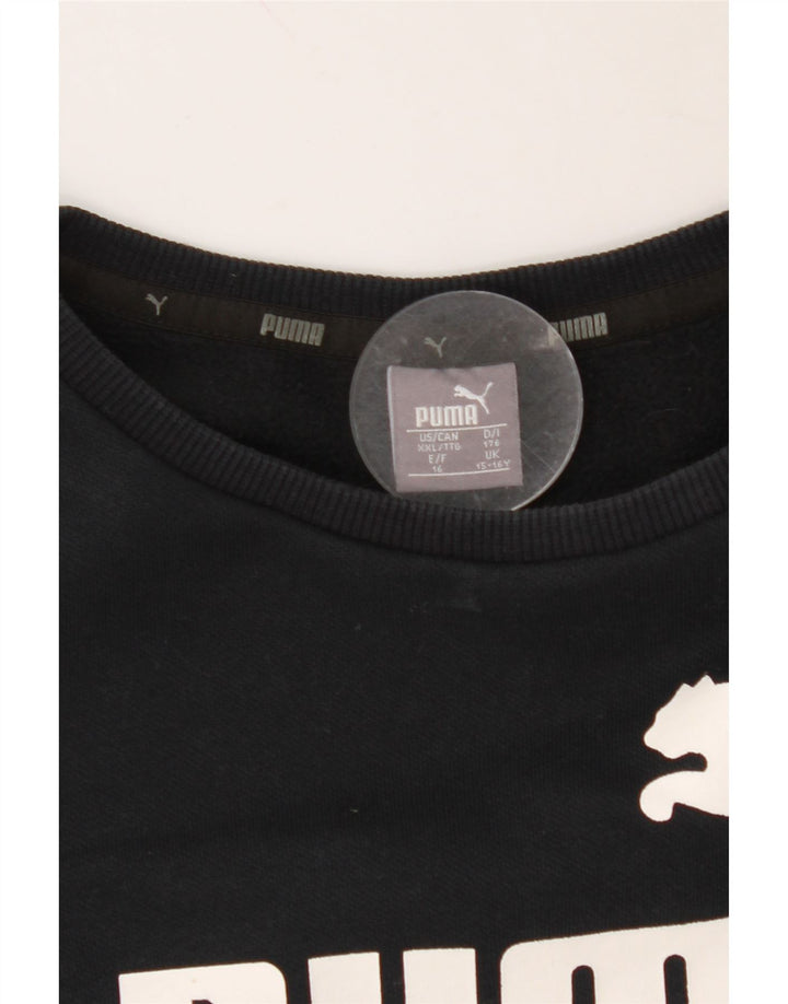 PUMA Boys Graphic Sweatshirt Jumper 15-16 Years Black Cotton