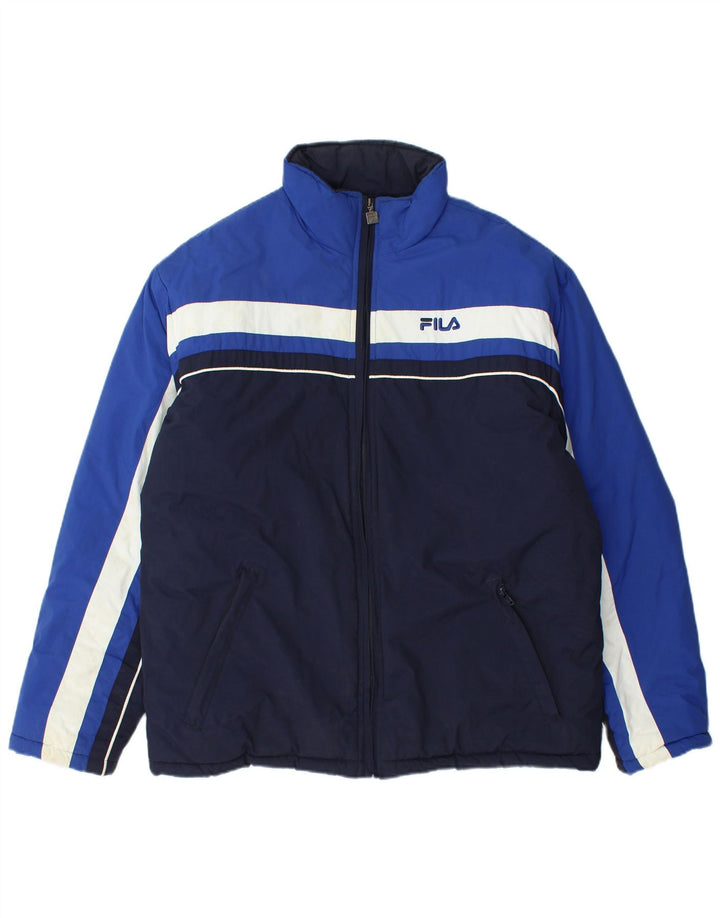 Ανδρικό μπουφάν FILA με επένδυση UK 36 Small Navy Blue Colorblock Πολυαμίδιο